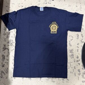 NYPD Hostage Negotiation Unit Navy Graphic T-Shirt. gold badge. Rare